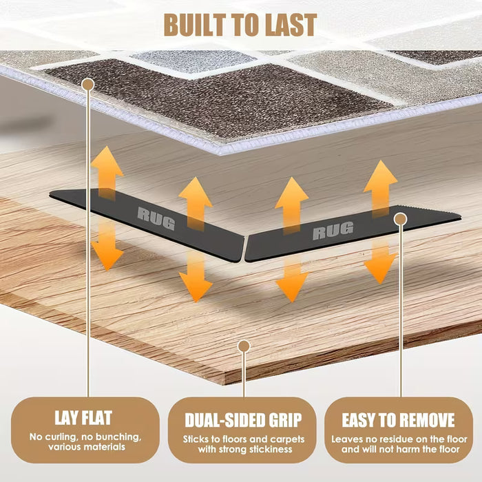 8 Pcs Pack Sujetador de Alfombra Resistente, Adhesivo PVC para Suelos de Madera