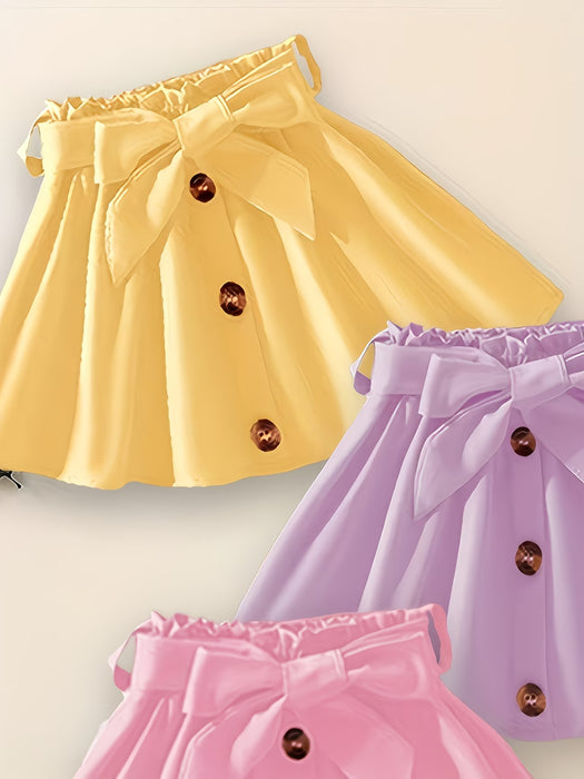 Conjunto de 3 piezas para niñas, faldita corta casual linda con cinturon