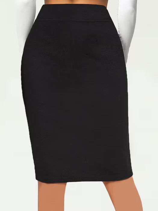 Falda de lápiz de cintura alta para mujer, color sólido