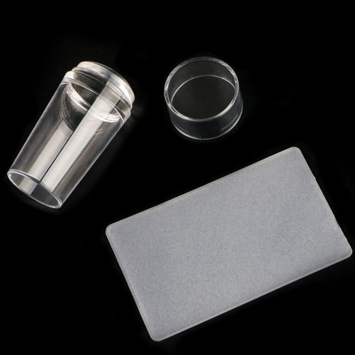 Estampador y raspador de silicona transparente para hacer diseños en uñas