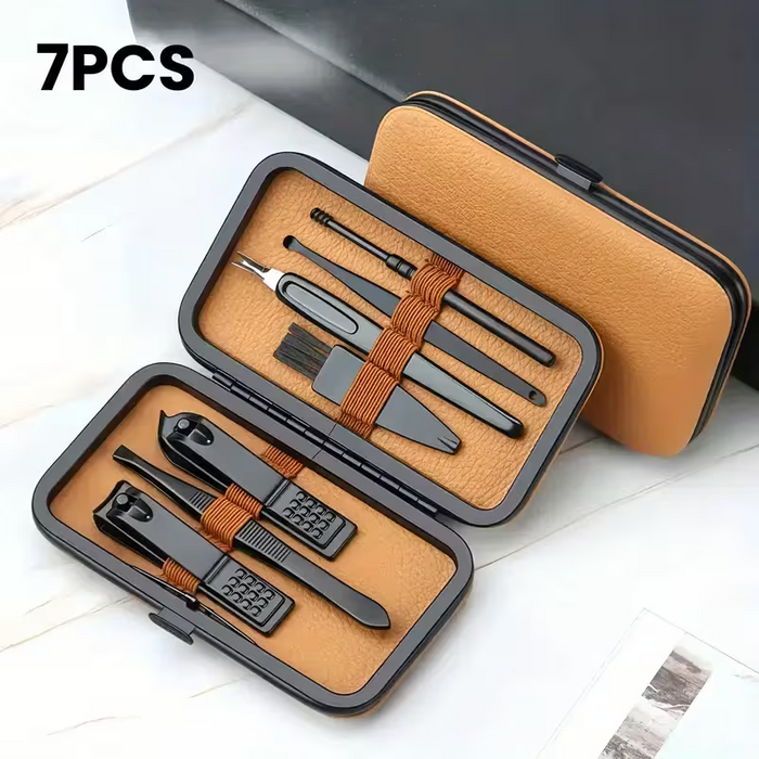 7 Piezas Kit Profesional de Cuidado de Uñas de Acero Inoxidable con Estuche