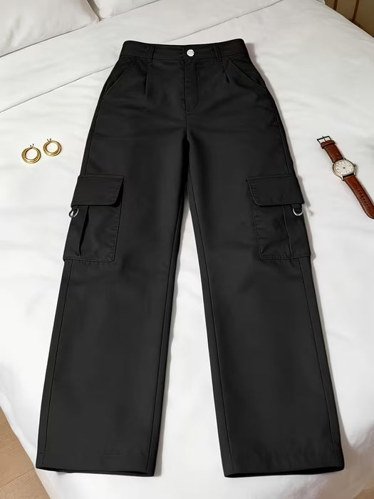 Pantalones cargo de cintura alta para mujer,casuales de pierna recta con múltiples bolsillos