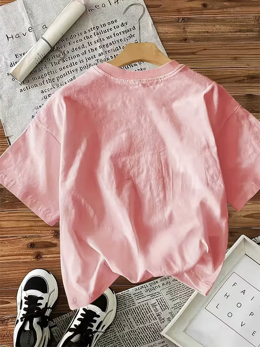 Camiseta de manga corta para mujer, estampada, holgada, transpirable y cómoda