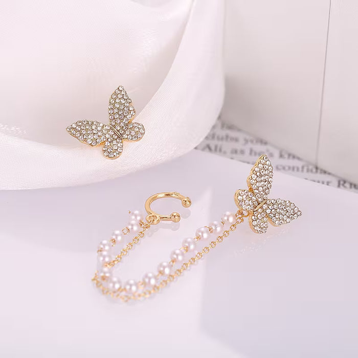 2 Piezas de Pendientes de Mariposa con Efecto de Clip