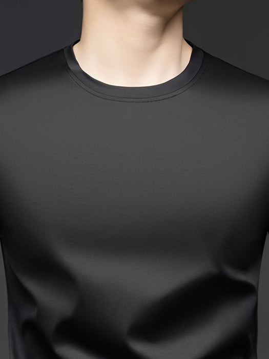 Camiseta Sólida de Manga Corta, Versátil para hombre, Informal Deportiva