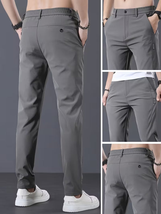 Pantalón de vestir de corte entallado con microelasticidad para hombre