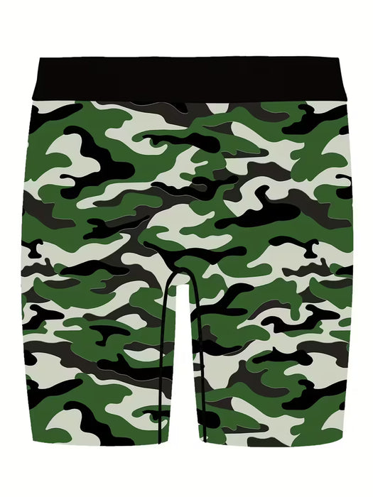 SHEIN Conjunto de 4 bóxers originales para hombre, con estampado de camuflaje, cintura elástica