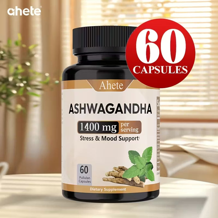 Extracto de Raíz de Ashwagandha 1400mg, Suplemento para Relajación y Apoyo del Ánimo