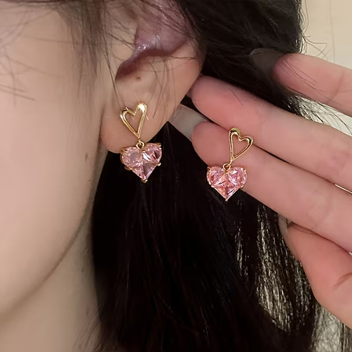 Juego de 3 piezas de collar y aretes de verano con colgante de corazón