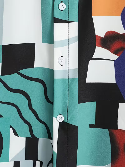 Camisa Hawaiana Casual con Estampado y Manga Corta para hombre