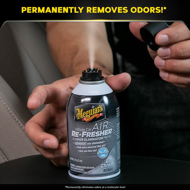 Meguiar's Ambientador en spray para todo el coche G181302, aroma a cromo negro, 57 g (2 oz)