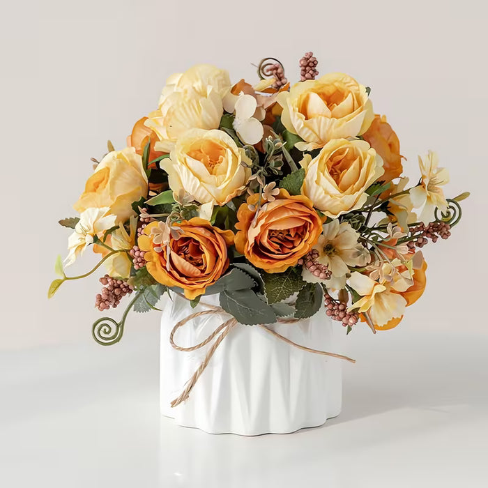 1 unidad de ramo de rosas de peonía realistas, flores artificiales realistas