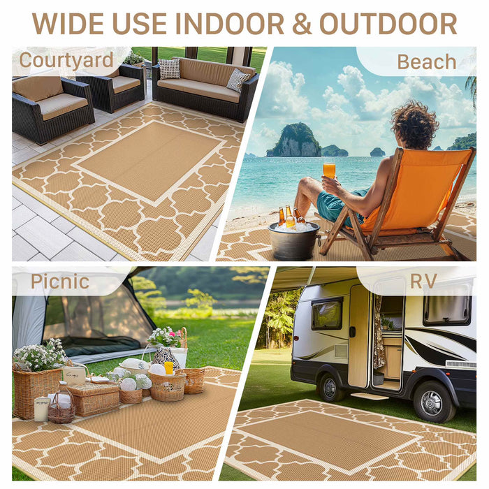 Alfombra de exterior impermeable de plástico y paja 6 x 9 ft