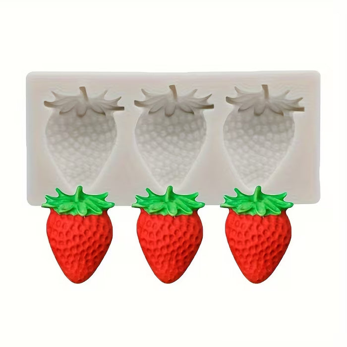 Molde de silicona de tres fresas rectas es adecuado para velas de artesanías de arcilla