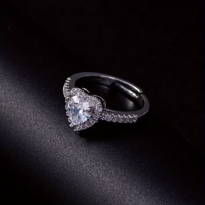 Anillo de boda elegante con forma de corazón, Tamaño de dedo ajustable