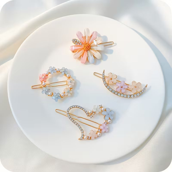 4 Piezas de Clips de Pelo de Flor de Aleación