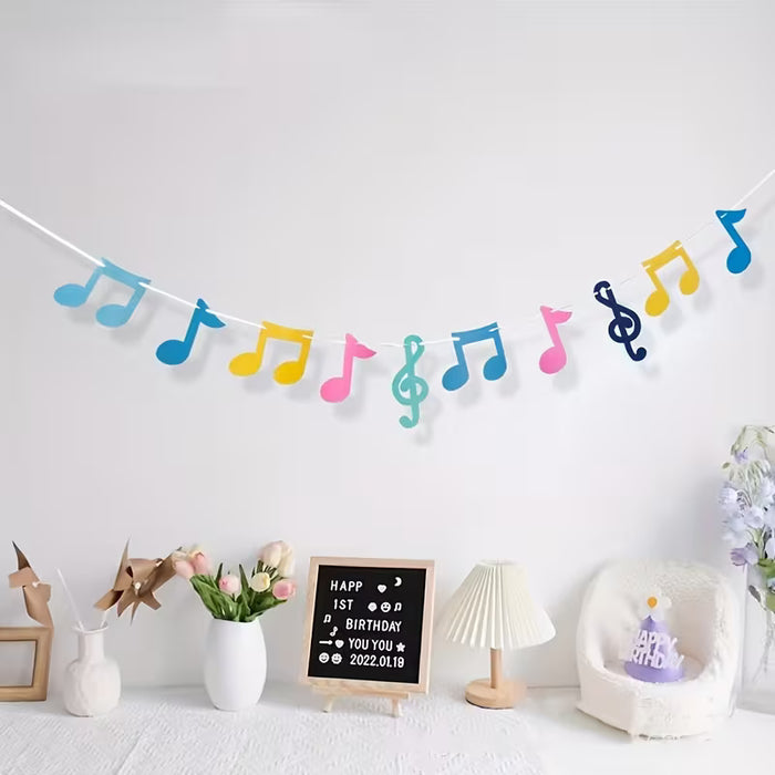 1pc Banderín de Notas Musicales de Fieltro Colorido, Sin Necesidad de Energía