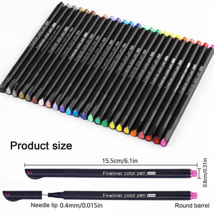 Juego de 24 bolígrafos de colores de línea fina de 0,4 mm para bocetos