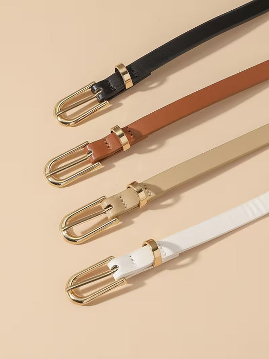 Pack de 4 Cinturones de PU para Mujer Delgados de Moda