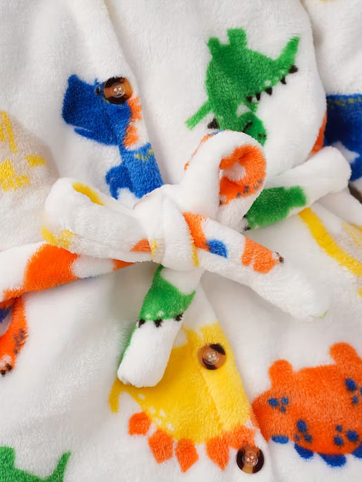 Bata de Forro Polar con Capucha  con Estampado de Dibujos Animados