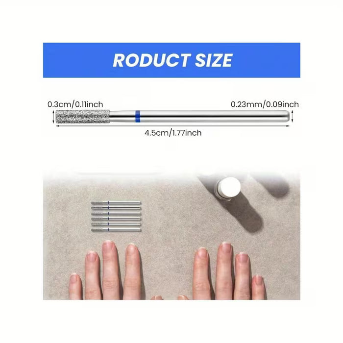 6 piezas de broca para cutículas, Brocas profesionales para taladro de uñas, para manicura