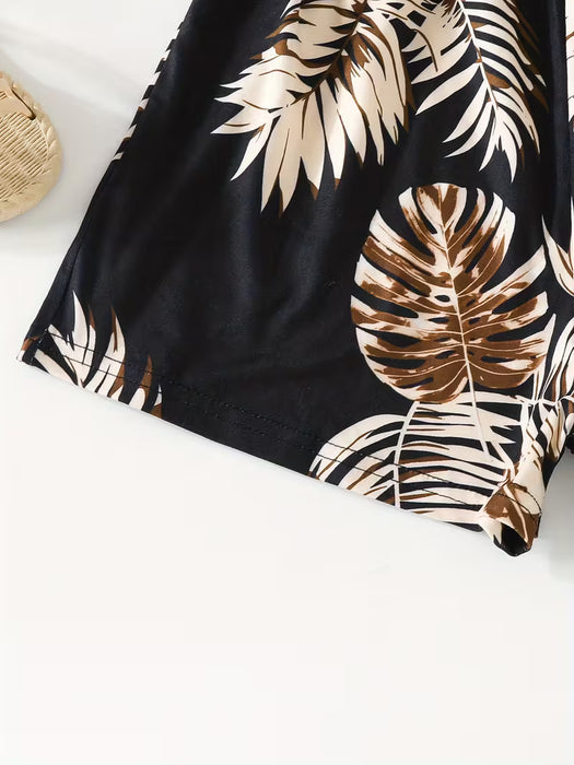 Mono Casual Sin Mangas para Niñas con Estampado de hojas