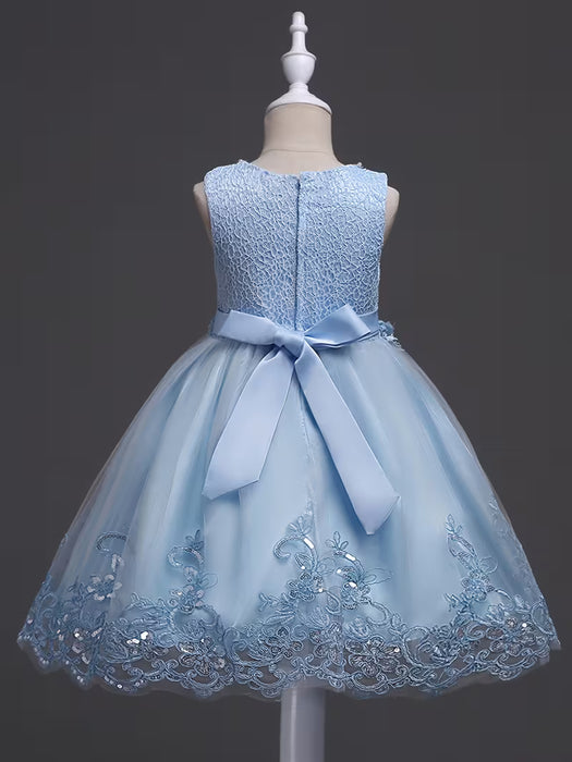 Vestido de encaje para niñas, sin mangas de tul