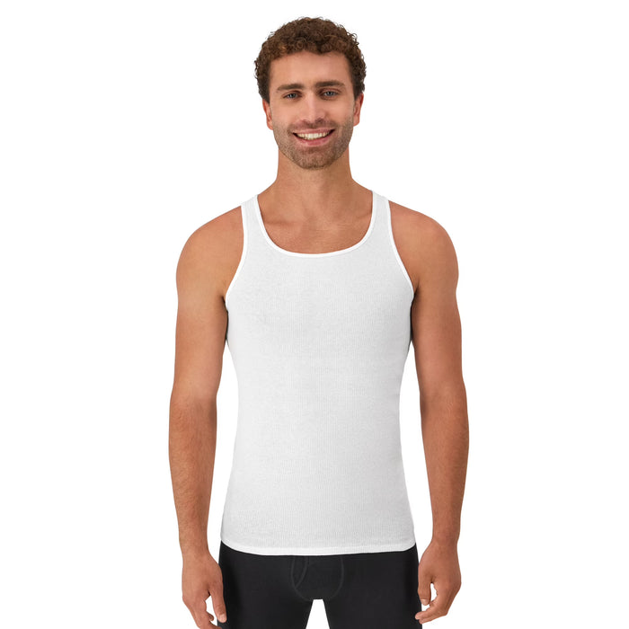 Hanes Camisetas sin mangas blancas acanaladas para hombre , paquete de 3