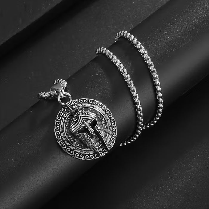 1pc Colgante de Casco Espartano - Diseño de Escudo y Lanza de Guerrero Espartano
