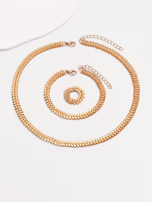 Juego de Joyería Minimalista con 3 Piezas: Collar, Pulsera y Anillo