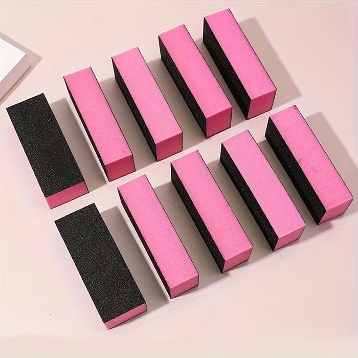 10pcs JEARLYU Limas y Buffers de 3 Lados, Esponja Codificada por Colores & Papel de Lija para Manicura Pedicura