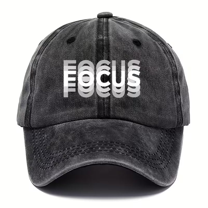 1 gorra de béisbol de algodón lavado con tema FOCUS, unisex