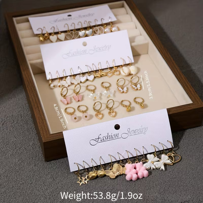 12pcs de Aretes Estilo Lindo, Colgantes Simples y Únicos de Diseños variados