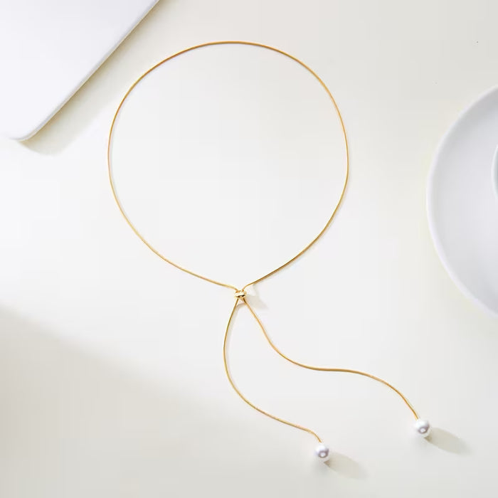 1 collar de perlas doradas y plateadas fácil y versátil