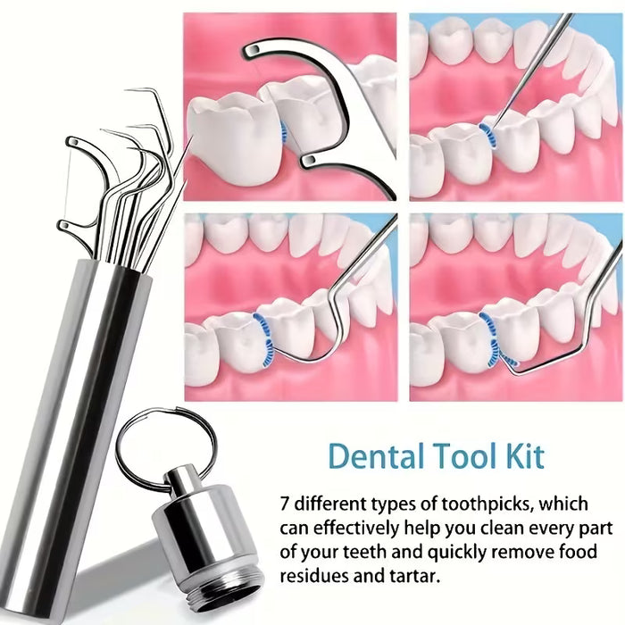 Juego de palillos de dientes de acero inoxidable, kit de palillos de bolsillo portátil