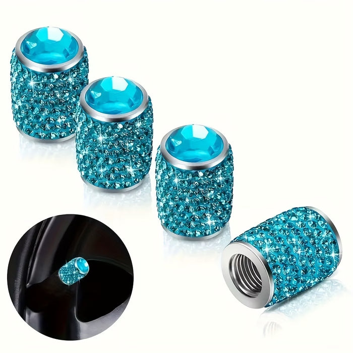 Paquete de 4 de Talones de Válvula de Rhinestone para Coche, Cubiertas de Válvula de Neumático de Cristal