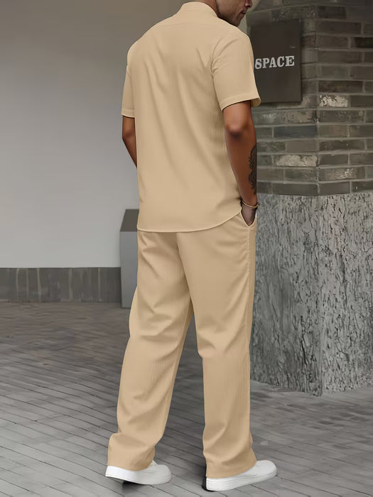 Duval fits Conjunto de camisa de manga corta con cuello y pantalones con cordón ajustable