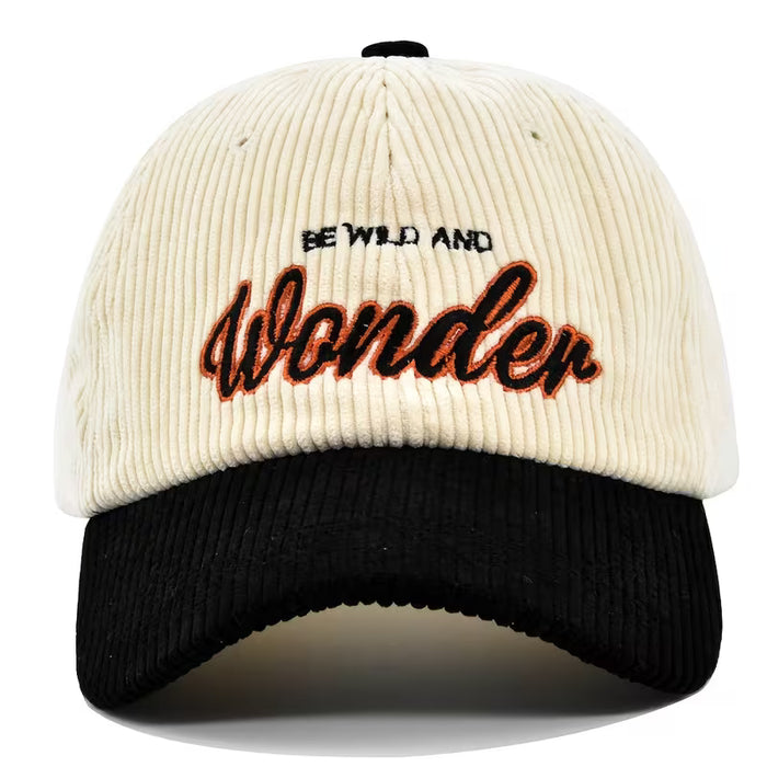Gorra de béisbol unisex de pana con letras bordadas