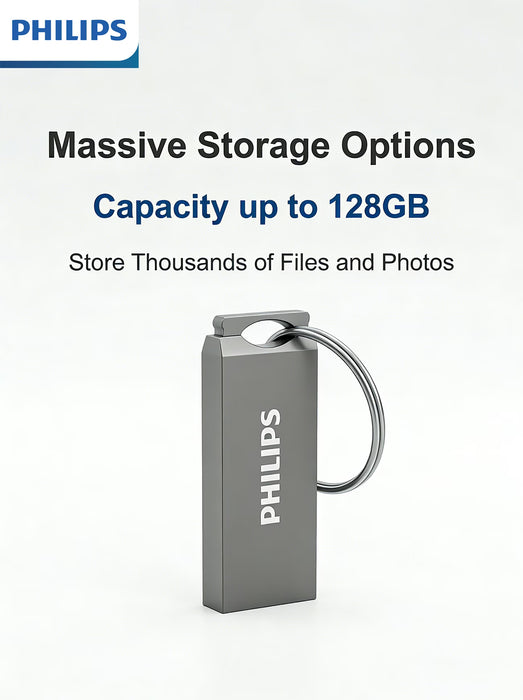 Memoria USB PHILIPS de aleación de zinc, disponible en múltiples capacidades de 128GB