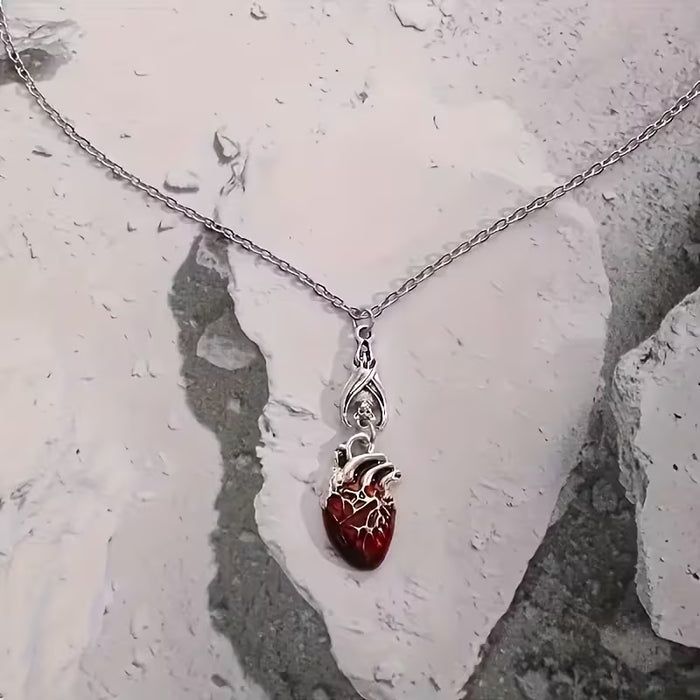 Collar con Colgante de Corazón Goteando Sangre Estilo Retro