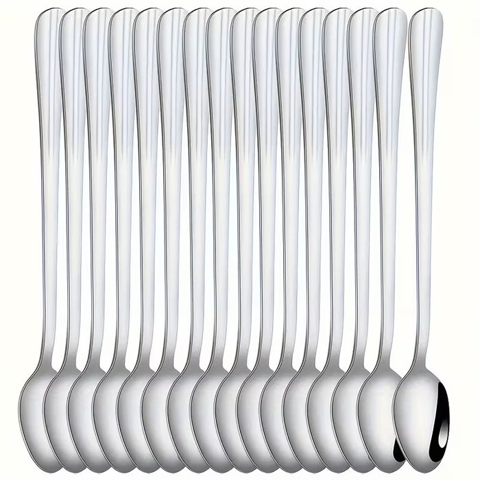 8 piezas cucharas largas de acero inoxidable elegantes