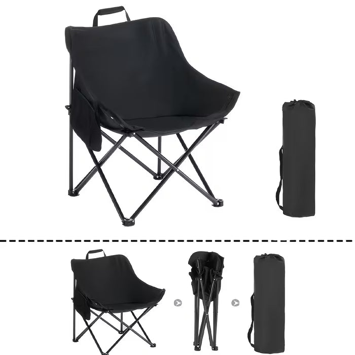 Silla de camping plegable negra para exteriores, hecha con tela Oxford gruesa