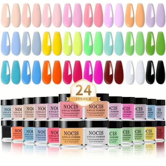 Set de Polvo Acrílico, 24 Colores de Polvo para Uñas Acrílicas, Sistema de Uñas Acrílicas de Colores