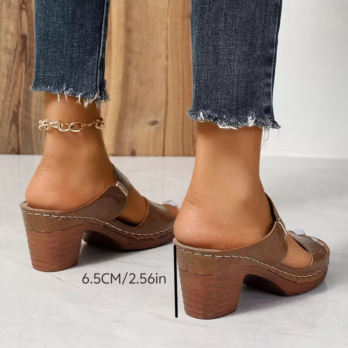 Sandalias casuales de color sólido para mujer, con plataforma suave con diseño de cocodrilo
