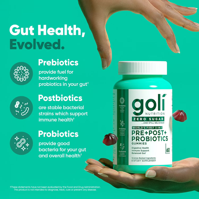 Goli Nutrition Gomitas prebióticas y probióticas sin azúcar de 60 unidades