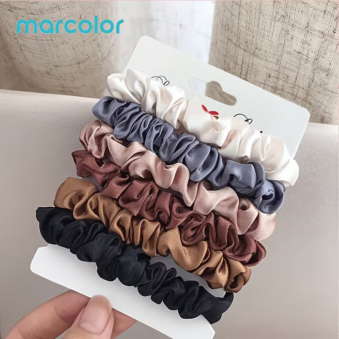 Juego de 6 Ligas para el Cabello de Satén Suave Estilo Coreano