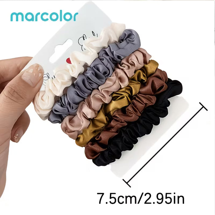 Juego de 6 Ligas para el Cabello de Satén Suave Estilo Coreano