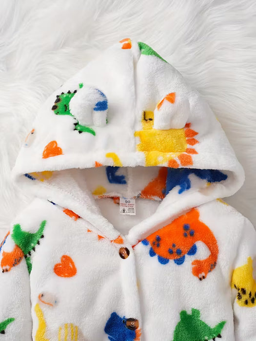 Bata de Forro Polar con Capucha  con Estampado de Dibujos Animados