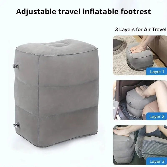 1 almohada inflable para reposapiés, portátil, ajustable, de tres niveles de altura para viajes - Quierox - Tienda Online