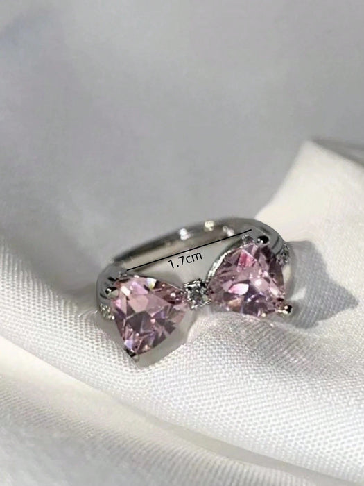 1 anillo ajustable con forma de corazón y lazo rosa, para mujeres - Quierox - Tienda Online